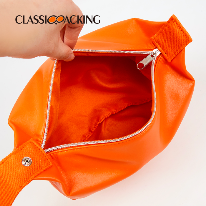 orange cosmetic bag inner detail